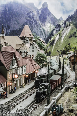 Model trains captivate enthusiasts with their miniature worlds, combining nostalgia, creativity, and intricate craftsmanship (source: Pinterest).