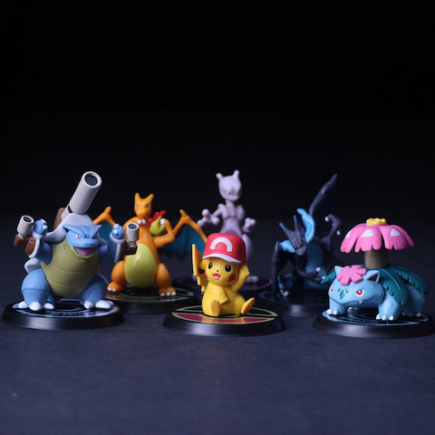 Many characters from the Pokémon series are in figurine form